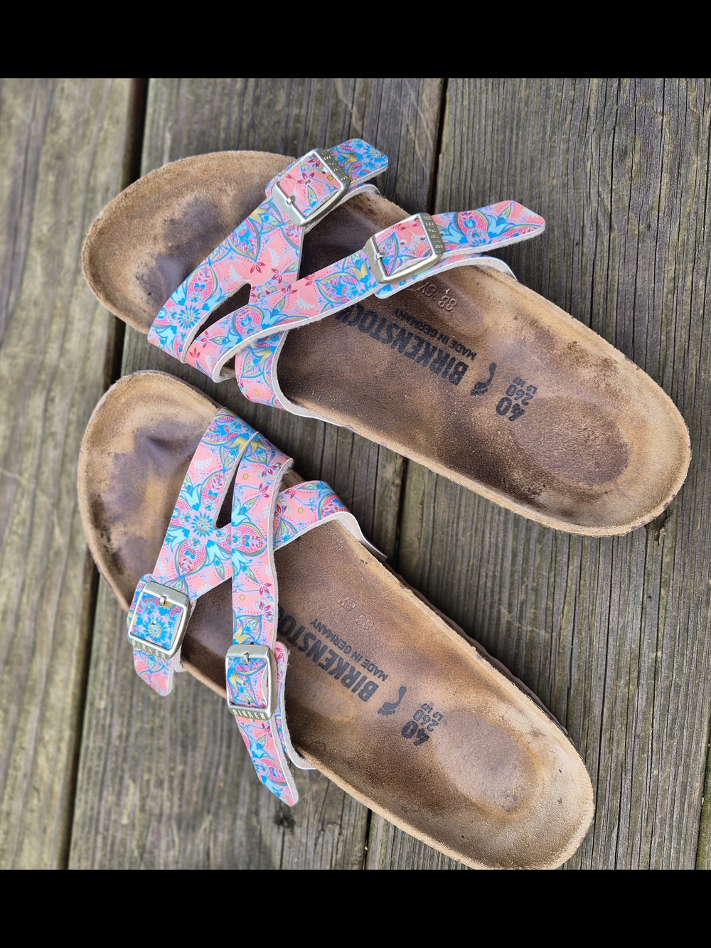 Birkenstock Floral Pink Blue Arizona-Style Sandals